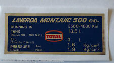 LAVERDA MONTJUIC 500 TYRE AND CAPACITIES CAUTION WARNING DECAL