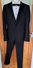 TOPMAN PREMIUM MENS 2 PC SLIM FIT DINNER SUIT JACKET 38R PANTS 32 X 30 + BOW TIE