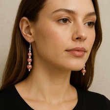 Handmade Drop Beaded Earrings, Sterling Silver/Gold Plated Hooks, 4cm Drop.