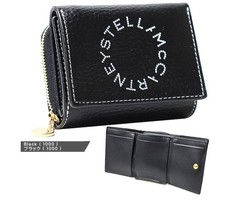 Stella McCartney LOGO GRAINY TRIFOLD WALLET 7P0048 WP0057 compact black only