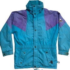 Vintage TOPS Gore-Tex Ski Jacket Size L Blue Purple Retro Hood Winter 80s 90s