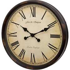 50CM LARGE WALL CLOCK GRAND CENTRAL STATION ROMAN NUMERALS IN BLACK - NEW IN BOX