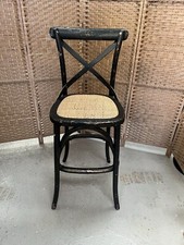 Cox & Cox Counter Bar Stool, Oak & Rattan, Black Distressed Style, 1 ONLY RRP223