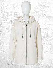 Women’s Fat Face Hoodie Long Sleeve Broderie Detail Layla Zip Through Natural