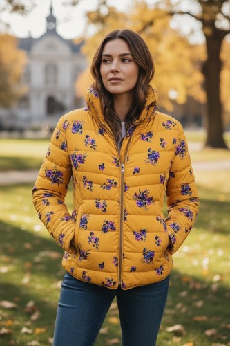 Mustard floral quilted - mustard,