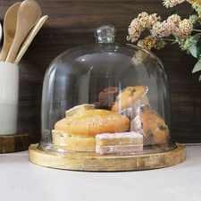Glass Cake Dome with Wooden