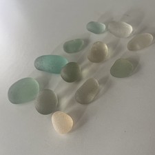 Beautiful Genuine Seaham Sea Glass Smooth Large Pebbles X 12 Seafoam,White, Aqua