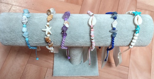 Shell and stone bracelets - and,