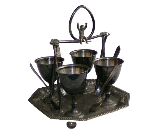 Antique silver plated egg cup - silver,