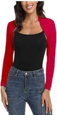 Womens Plain Long Sleeves Cropped Bolero Shrug Top Ladies Cardigan