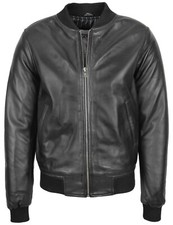 Mens Soft Leather MA-1 Bomber