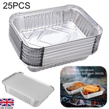 25x Universal Bake Air Fryer Dishes Foil Container Boxes Food Tins Catering Tray