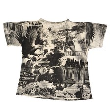 Vintage Jean Claude Van Damme T Shirt Size L 90s Harley Movie Promo AOP Graphic