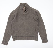 White Stag Men’s Brown XL Wool Mock Neck Henley Jumper