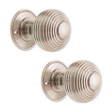 Door Knobs Pair Vintage Brass