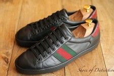 Gucci Ace Black Leather Snake Trainers Sneakers Men's UK 8.5 US 9.5 EU 42.5