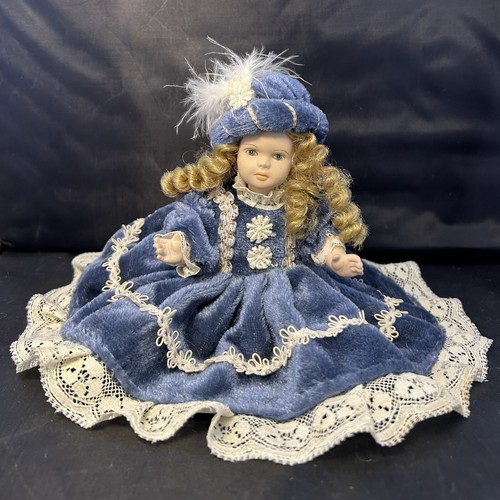 Vintage porcelain doll blue - vintage,