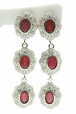 Silver Earrings Ruby Natural