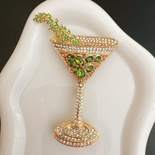 Cocktail martini glass brooch - cocktail,