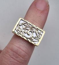 9ct Rose Yellow Gold Hallmarked Clogau Diamond & Mother Of Pearl Ring 5.1g M