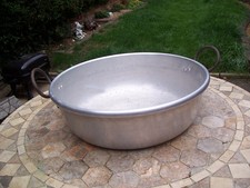 Old Aluminum Round Planter - Twin Handles - Watertight - Diameter 14".