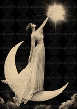 Moon woman art - woman, print