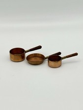 1:12 Artisan Copper Pan & Saucepans With Wooden Handles For Dolls House