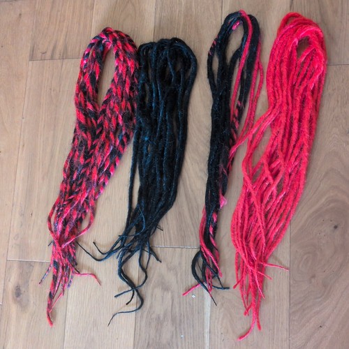 Red black dreadlocks falls - black,