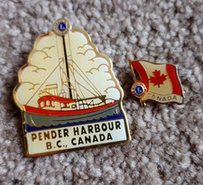 2x Lions International Canada Enamel Pin Badges -  Pender Harbour & Flag