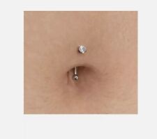 Navel Crystal Ball Ended Curved Bar Stud Small Belly Button Stud  Navel Bar 8mm