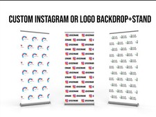Logo backdrop, personalized Instagram backdrop, roll up banner with stand 80x200