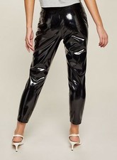 Black Vinyl Steffi High Waist Pants Trouser 4, 6, 8, 10, 14