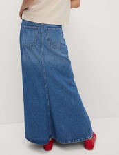 Marks & Spencer Womens Blue Cotton Maxi A Line Women Skirt - M&S