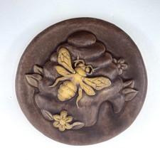 Bee Skep 6" Round Ceramic Art
