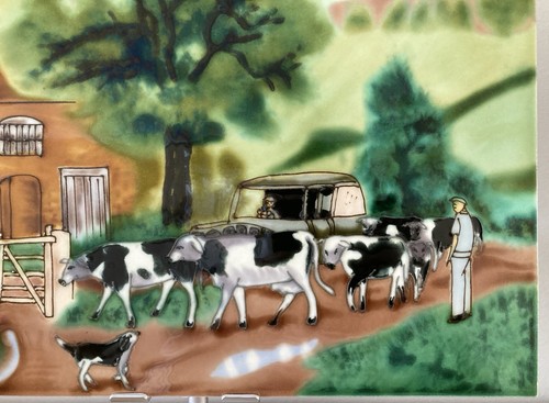 Farm yard scene cows barn - farm,