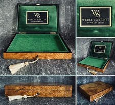 Antique Old Pistol Case Burr Locking Wood Box Suit Webley Air Gun Gunsmith Label