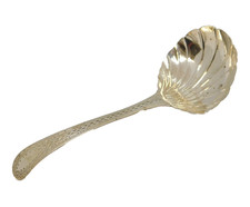 George III Sterling Silver Bright Cut Shell Bowl Tea Caddy Spoon Antique 1791