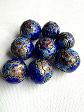VINTAGE COLLECTION OF 8 ORIENTAL CHINESE SILVER CLOISONNE ENAMEL BEADS