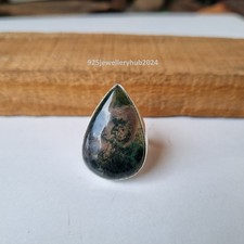 Natural Moss Agate Gemstone Ring 925 Sterling Silver Wedding Gift Ring PG6551