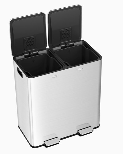 60l dual trash can stainless - 60l,
