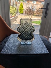 WHITEFRIARS GLASS DOUBLE DIAMOND VASE - 9759 PEWTER