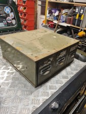 Vintage Index Card Holder 3 drawer  green storage 