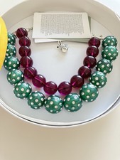 IRIS APFEL  H&M STATEMENT BEADED PURPLE GREEN NECKLACE 