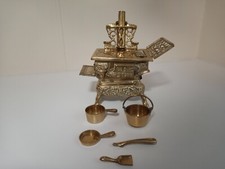 Elsies Stove solid brass salesmans sample, gypsy, minature, pot, pan