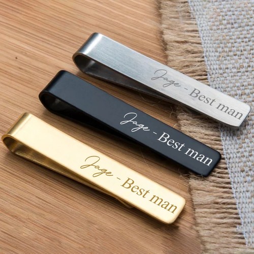 Personalised engraved tie - tie, clip
