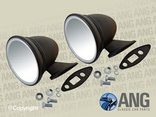 MGB, MGB-GT, MIDGET BLACK BULLET STYLE DOOR MIRRORS & FITTINGS x 2 (GAM105)
