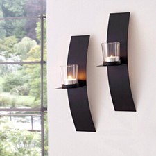 2pcs Wall Hanging Metal Candle Holder Tea Light Candle Stick Sconce Home Decor