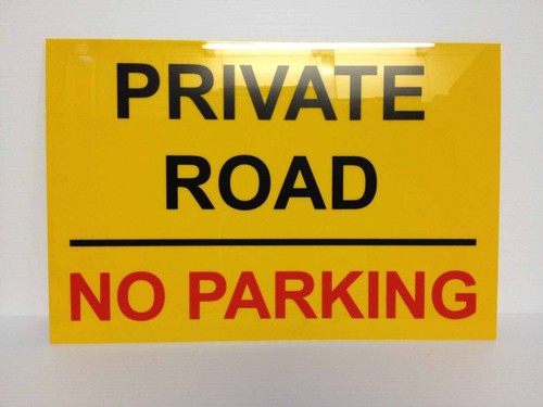 Private road parking sign - road,