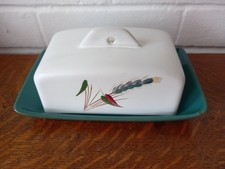 Denby Greenwheat Vintage Butter Dish With Handled Lid Good Condition