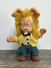 Vintage The Magic Roundabout Dylan Rabbit Flocked Plastic Toy Figure Hong Kong